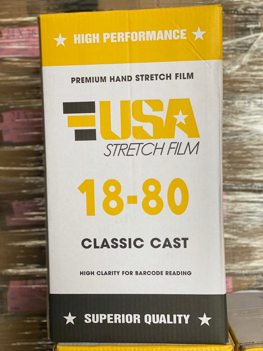1000 Ft. x 18" x 80 Stretch Film, 4 Rolls Per Box